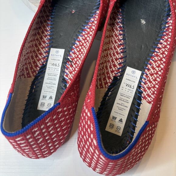 Rothy's Red Apple Honeycomb Knit Point Flat Shoes Women's Size 6.5 - Picture 11 of 12